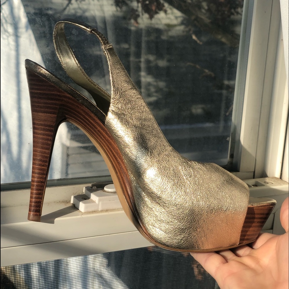 Jessica Simpson gold heels